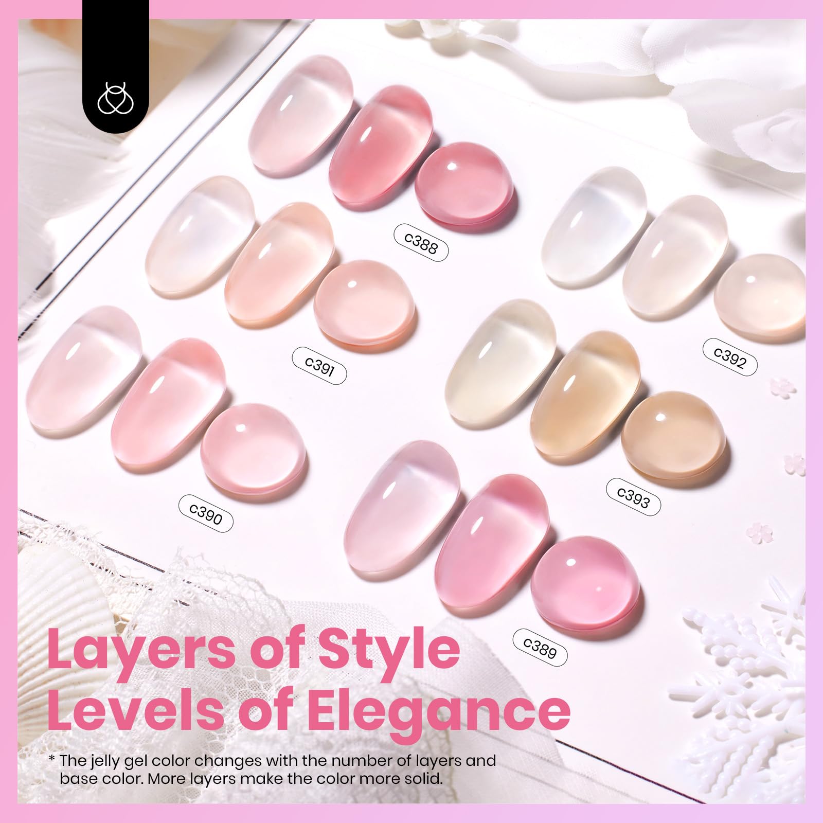 Beetles Nude Pink Gel Nail Polish Set – 6 Jelly Shades, 15ml, Cruelty-Free