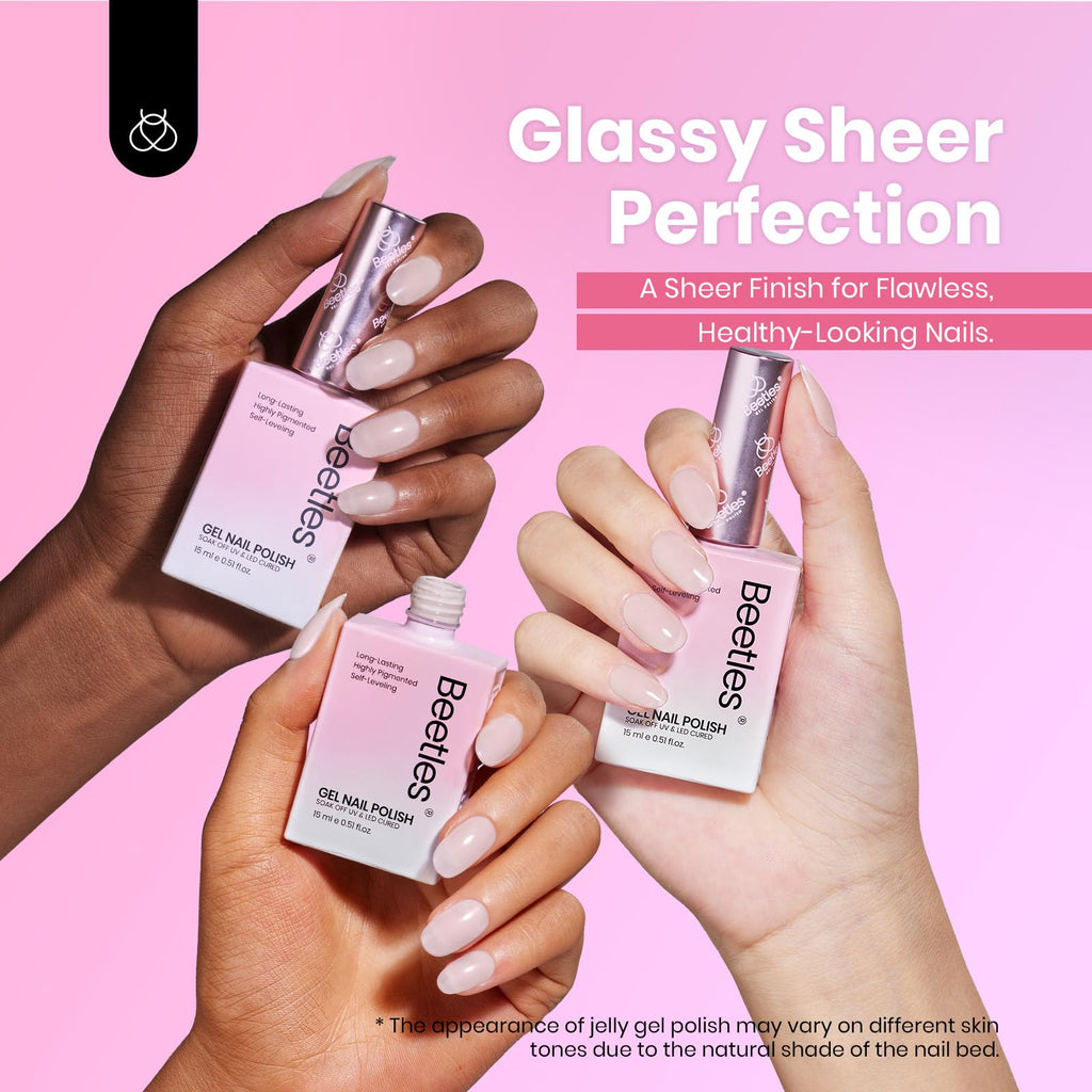 Beetles Nude Pink Gel Nail Polish Set – 6 Jelly Shades, 15ml, Cruelty-Free