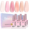 Beetles Nude Pink Gel Nail Polish Set – 6 Hema-Free Jelly Shades (15ml)