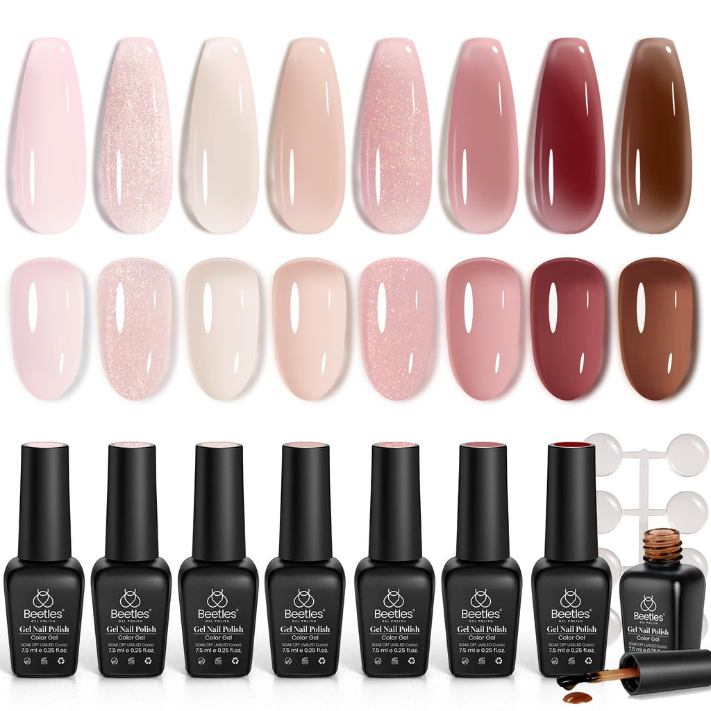 Beetles Pink Jelly Gel Nail Polish – Sunset Rose 8-Piece Nude & Rose Gift Set