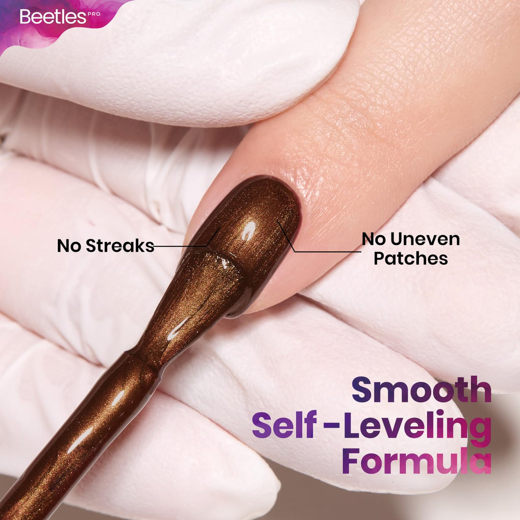 Beetles Pro Brown Gel Polish – Shady Intentions, Dark Brown Glitter, 20ML (UV Lamp Cure)
