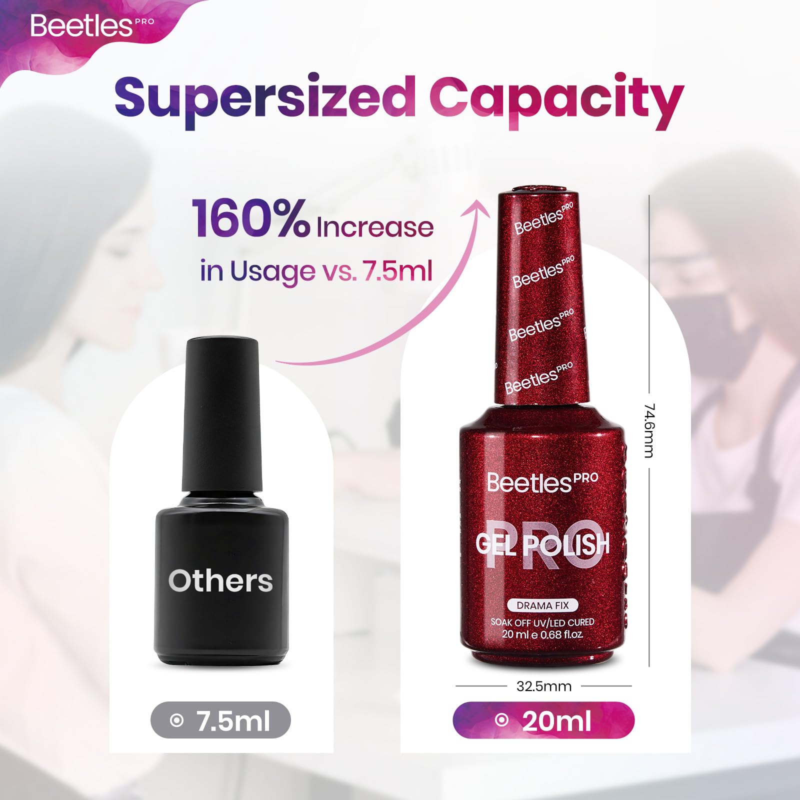 Beetles Pro Red Gel Nail Polish Drama Fix – 20ml Glitter Gel, Cherry Red, UV Cure, Salon-Quality Shine