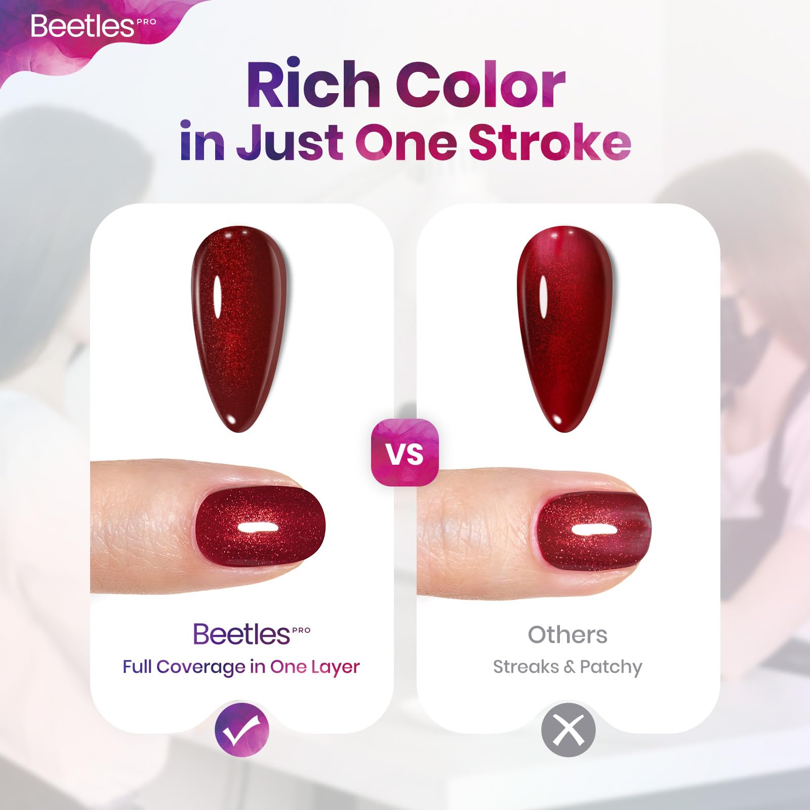 Beetles Pro Red Gel Nail Polish Drama Fix – 20ml Glitter Gel, Cherry Red, UV Cure, Salon-Quality Shine