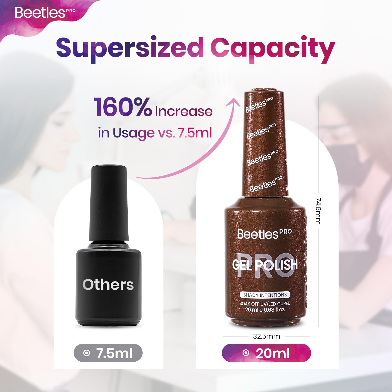 Beetles Pro Brown Gel Polish – Shady Intentions, Dark Brown Glitter, 20ML (UV Lamp Cure)