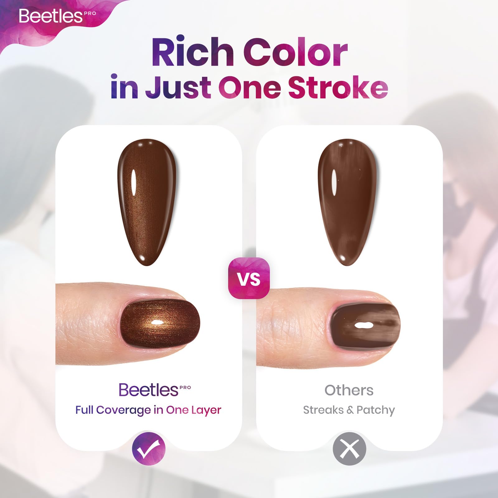 Beetles Pro Brown Gel Polish – Shady Intentions, Dark Brown Glitter, 20ML (UV Lamp Cure)