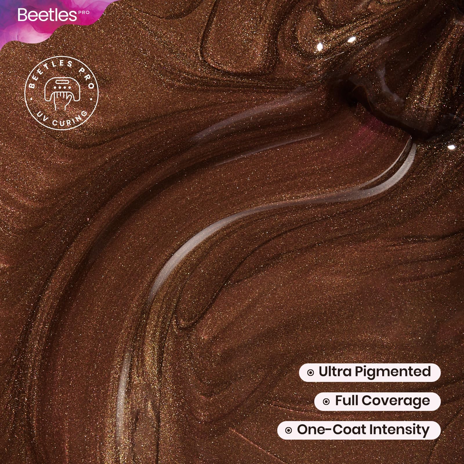 Beetles Pro Brown Gel Polish – Shady Intentions, Dark Brown Glitter, 20ML (UV Lamp Cure)
