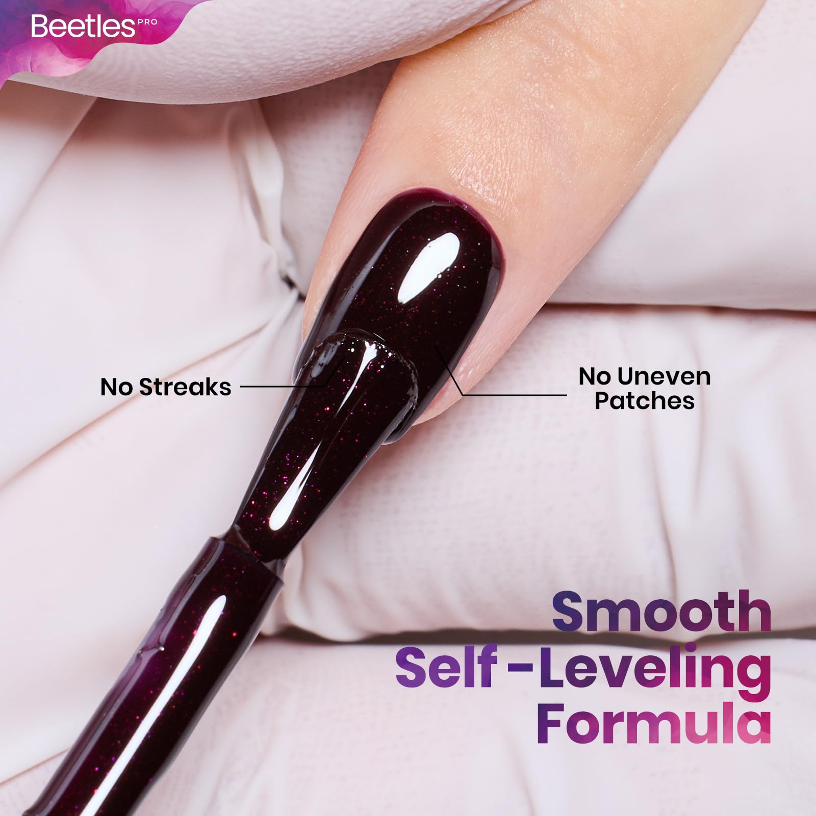 Beetles Pro Dark Purple Gel Nail Polish – Currently Crushing Burgundy Red 20ml | Glitter Plum Shine, UV Lamp Cure Required