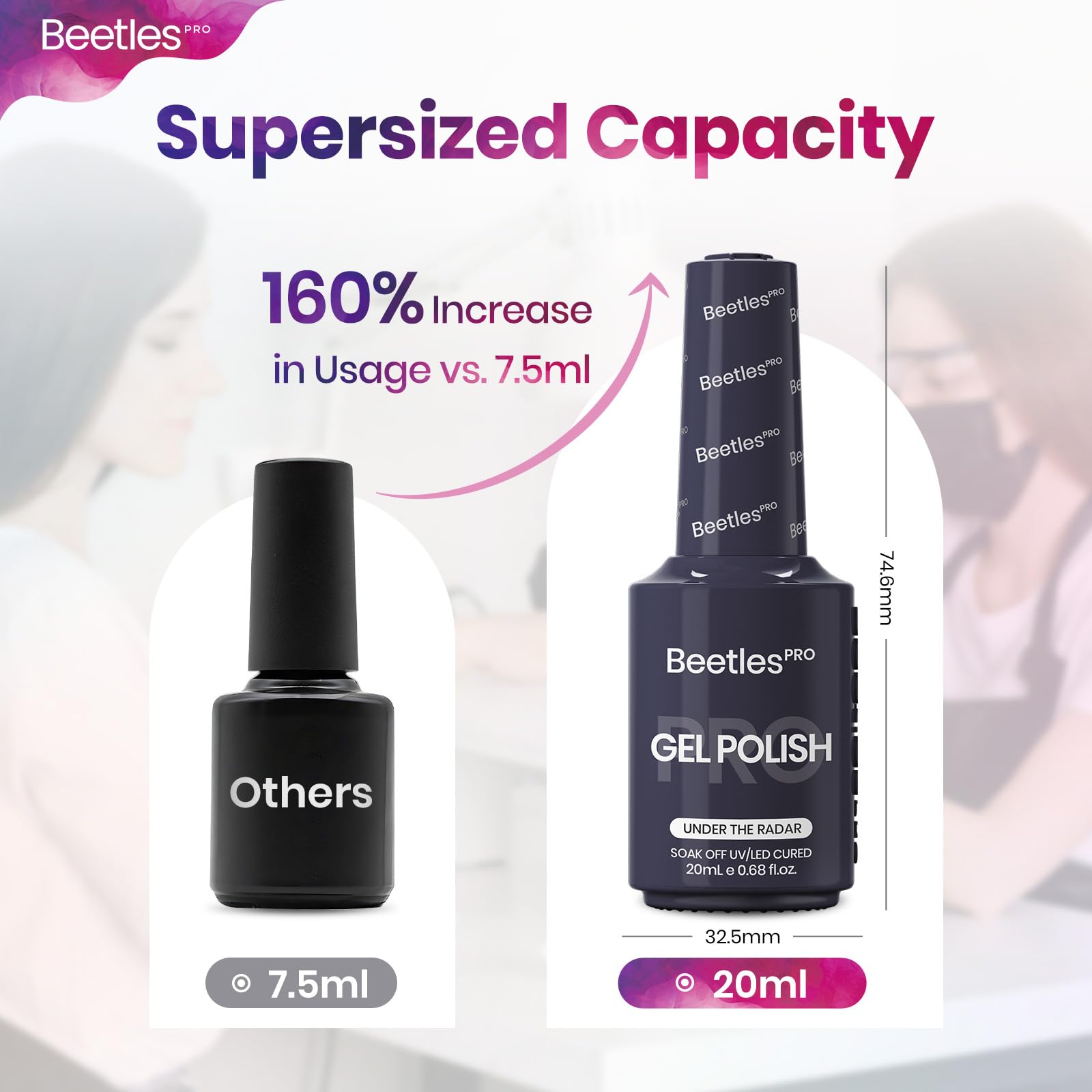 Beetles Pro Blue Gel Polish - Under The Radar Navy Dark Gray 20ml | UV Lamp Cure, Long-Lasting Shine