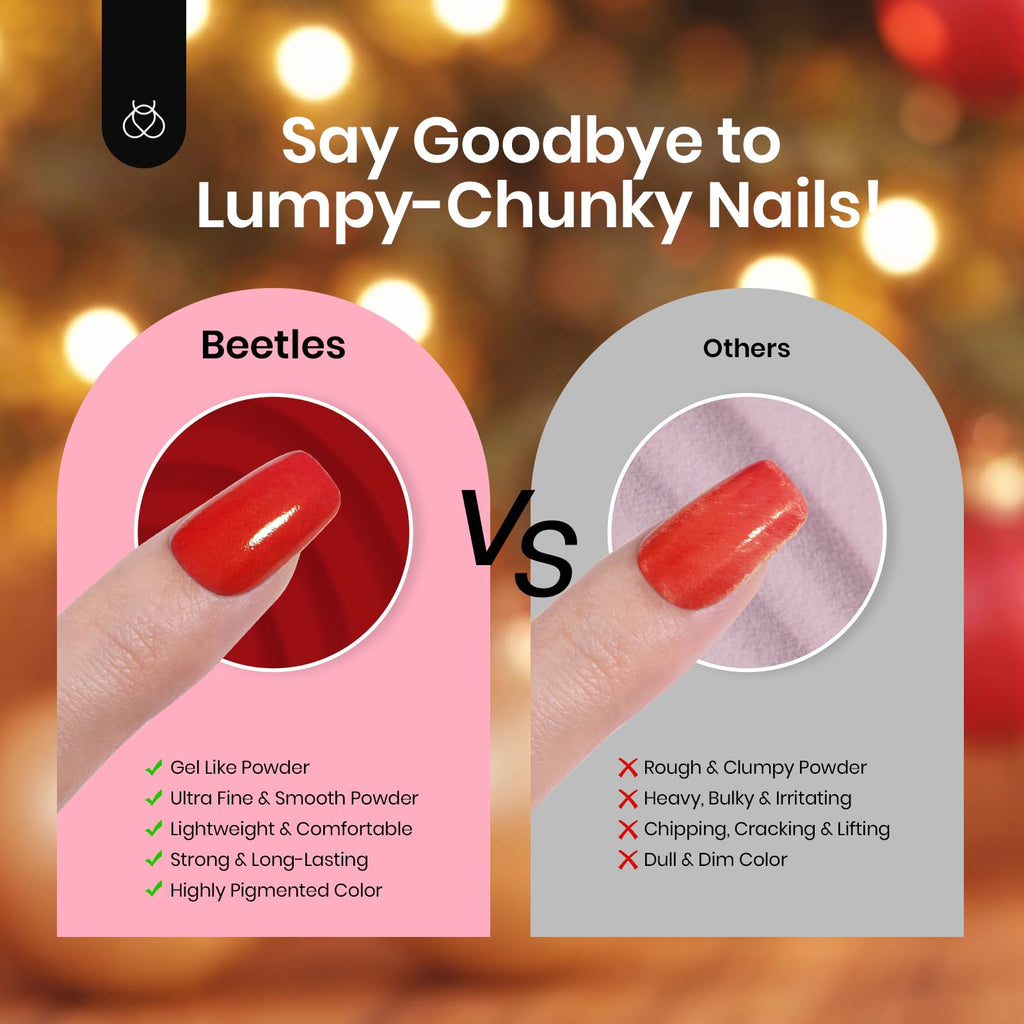 Beetles Red Dip Powder Nail Set – 6 Colors, No Lamp Needed, DIY Salon Starter Kit
