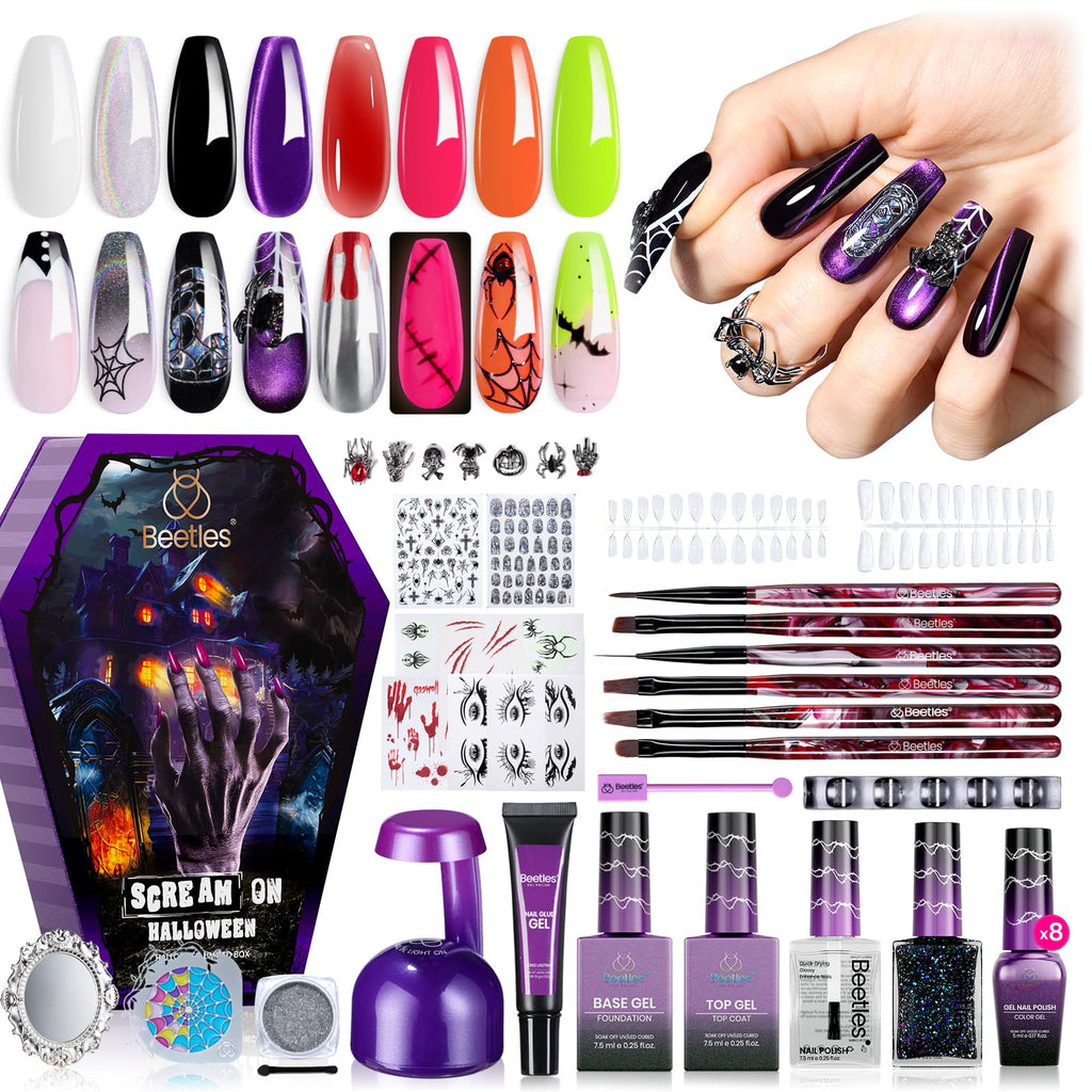 Beetles Scream On Halloween Limited Box – Halloween Gel Polish Kit with UV Lamp | Nail Art Gift Set