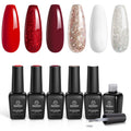 Beetles Gel Polish Set – Snowlit Scarlet New Year 6-Color Holiday Kit (Soak-Off UV)