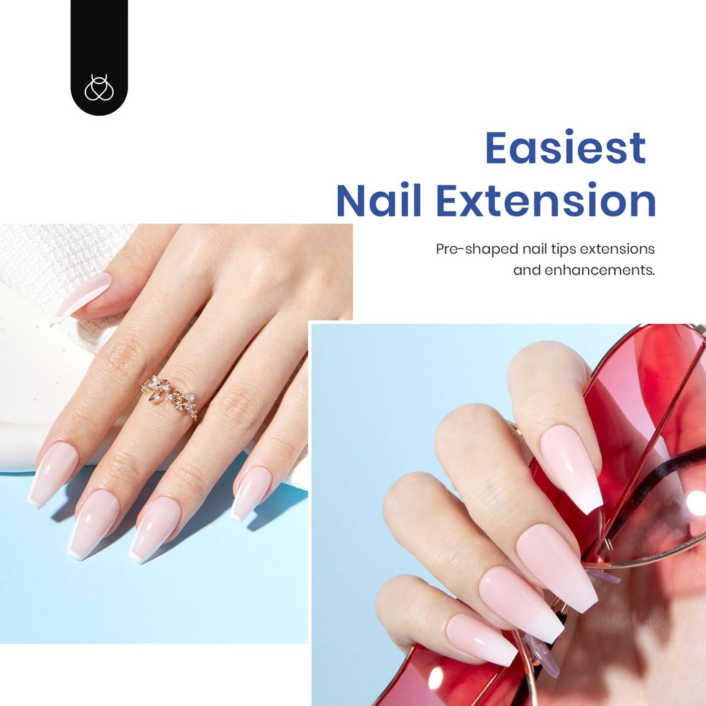 Beetles Soft Gel Nail Kit Medium Coffin – 5-in-1 Base Gel, Tips & LED Lamp