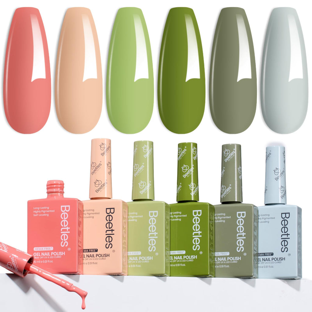 Beetles Spring Gel Polish Set – 6 HEMA-Free Colors (15ml) for UV/LED Nail Lamp