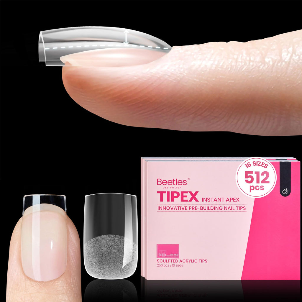 Beetles Tipex Instant Apex Nail Tips - Extra Short Square, 512 Pieces, 16 Sizes