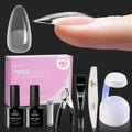 Beetles Tipex Lite Apex Nail Tips Kit – Almond Medium, 192pcs, UV Glue & Mini Lamp