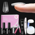 Beetles Tipex Lite Apex Nail Tips Kit – 192pcs Coffin Short, UV Glue, Base & Top Coat, Mini Lamp