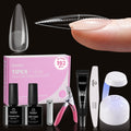 Beetles Tipex Lite Apex Nail Tips Kit — Stiletto Medium, 192pcs, UV Glue, Base & Top Coat, Mini Lamp & Tools