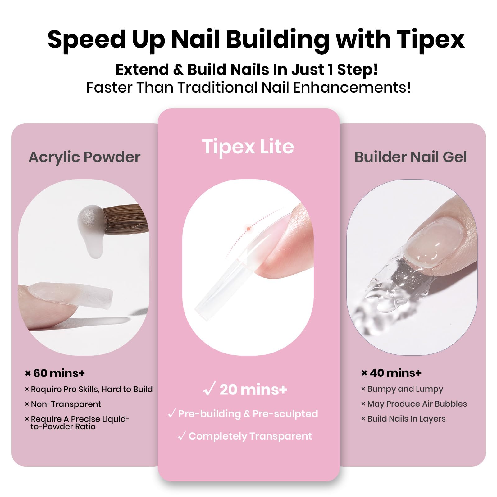 Beetles Tipex Lite Apex Nail Tips – Square Long, 256pcs, 16 Sizes (00–14)