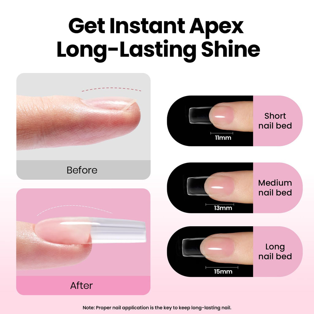 Beetles Tipex Lite Apex Nail Tips Kit – 192pcs, 16 Sizes, UV Glue