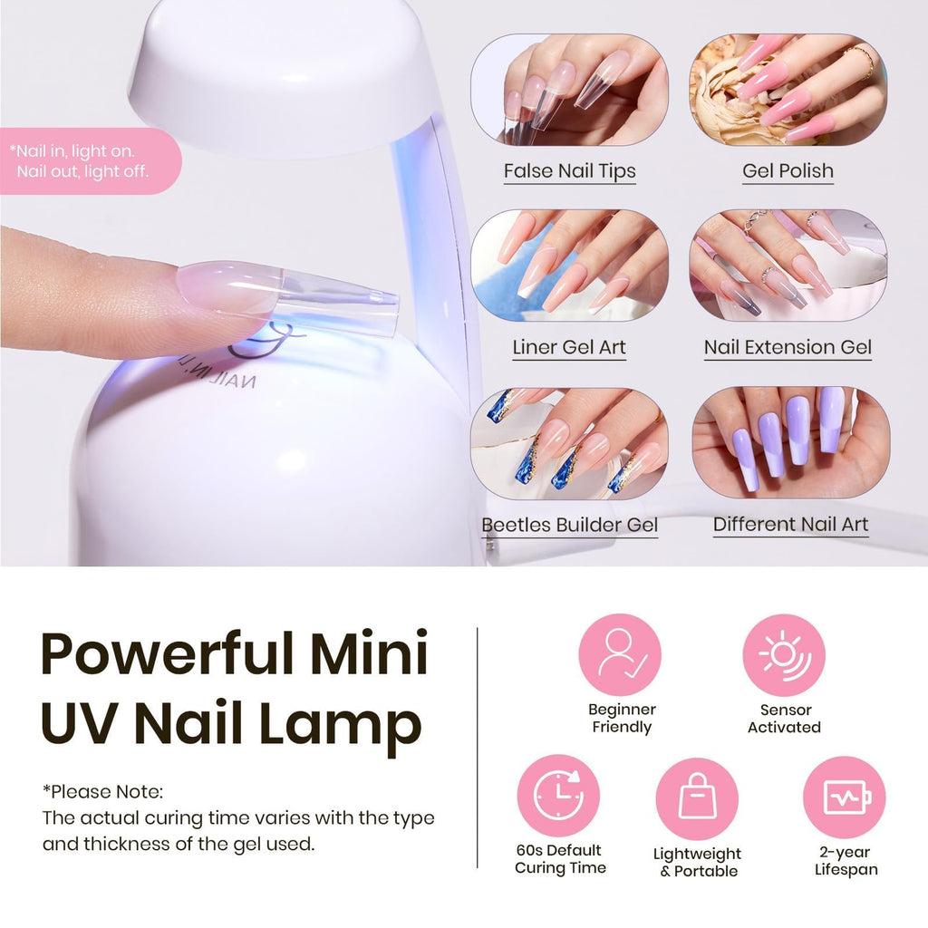 Beetles Tipex Instant Apex Nail Tips Kit – 224pcs, Glue, UV Lamp, Base & Top Coat