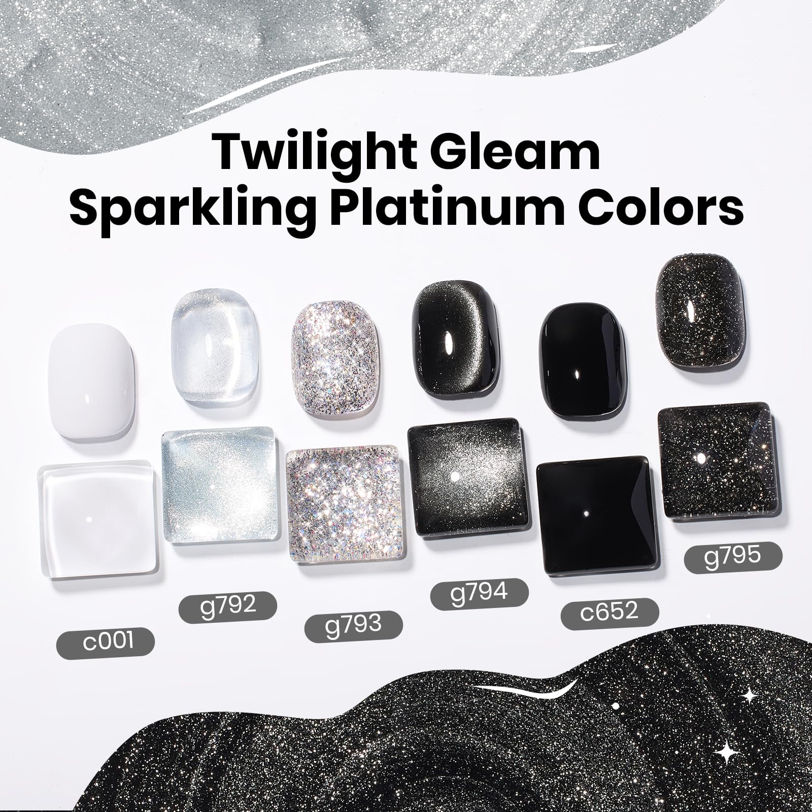 Beetles Gel Nail Polish Set - Twilight Gleam: 6-Color Cat Eye Glitter Kit