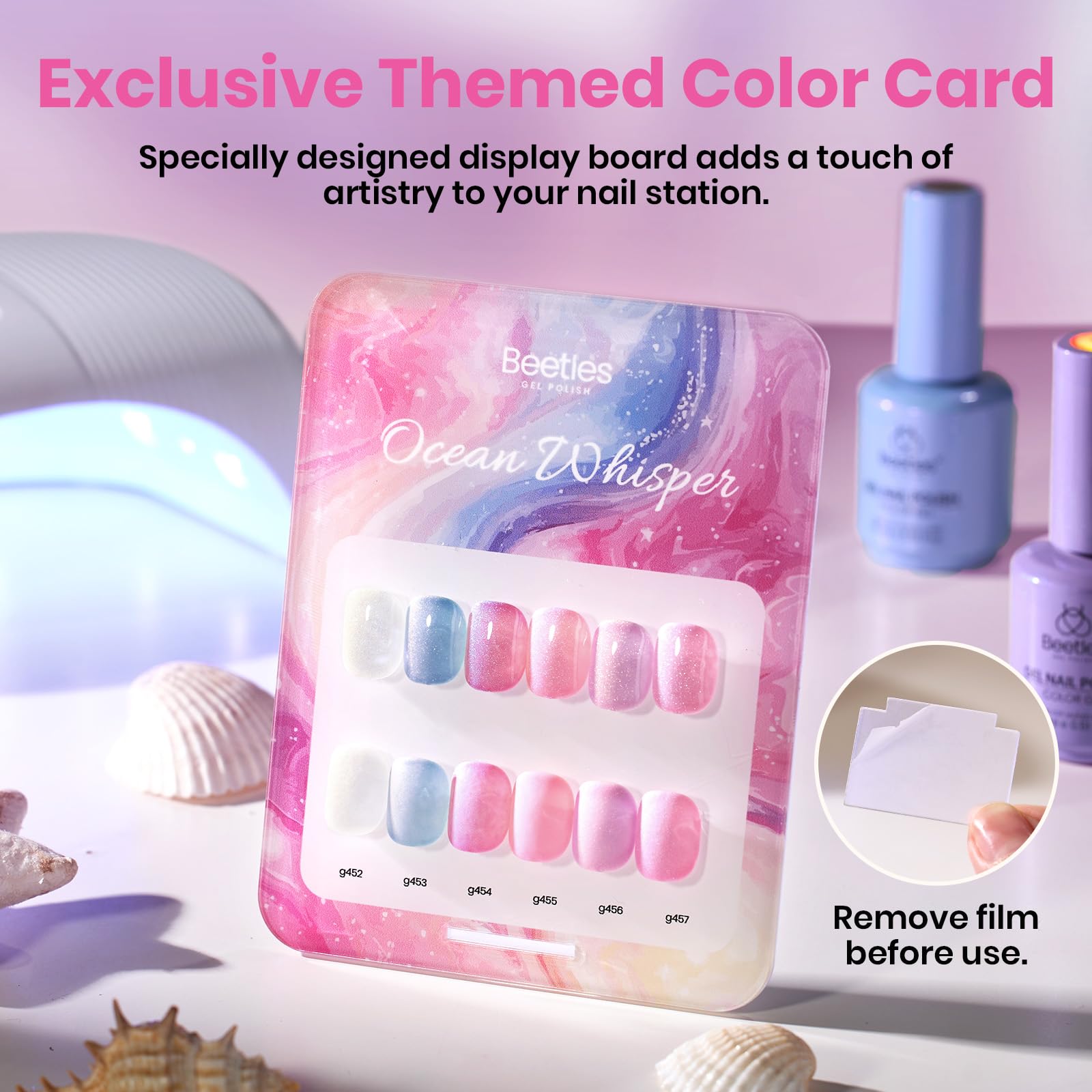 Beetles Pearl Gel Polish Set – Ocean Whisper Collection (6×15ml) Mermaid Shell Swirl Nails