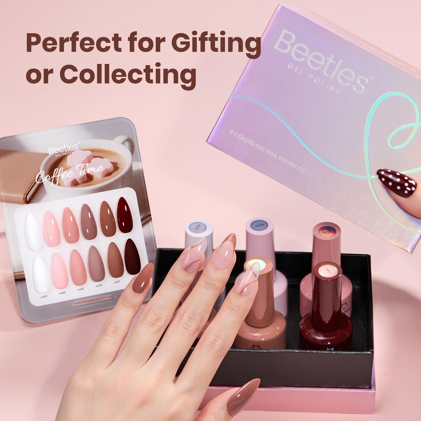 Beetles Gel Polish Set – Coffee Time: 6 Neutral Shades, Long-Lasting UV Gel Polish