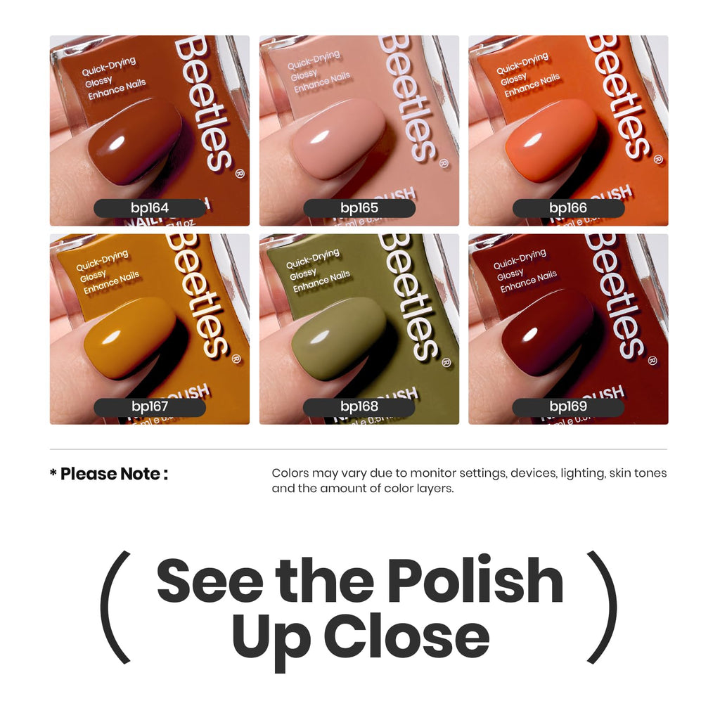 Beetles Winter Nail Polish Set P180 | 6-Color Quick Air Dry, Long-Lasting Color & Shine