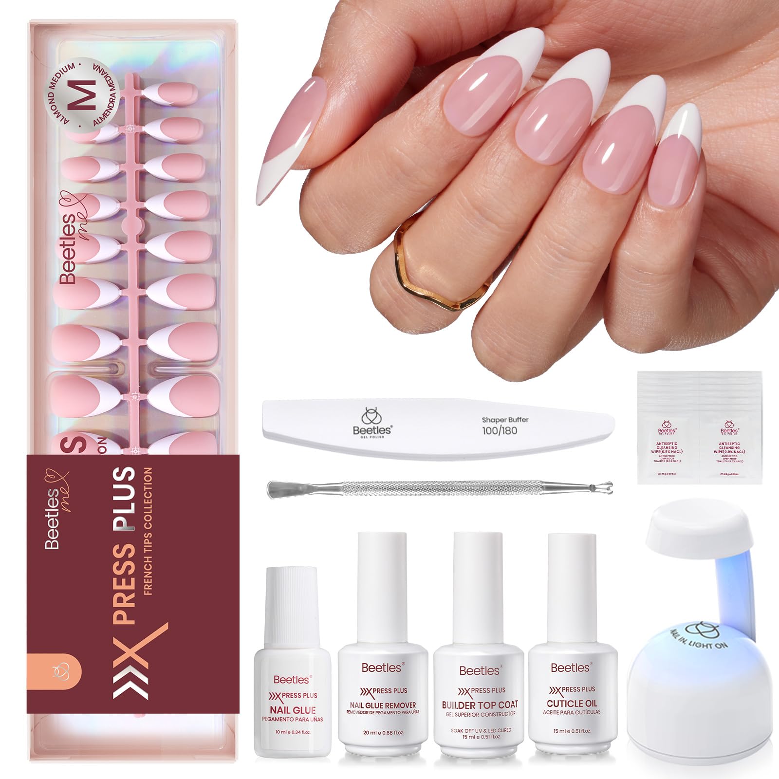 Beetles X Press Plus Gel Nails Kit – Peachy French | All-In-One Press-On Nails