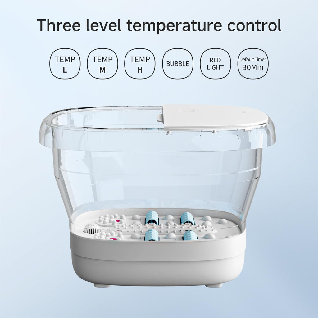 Beici Collapsible Foot Spa Massage — PTC Safety, 3-Level Temp, Remote, Red Light