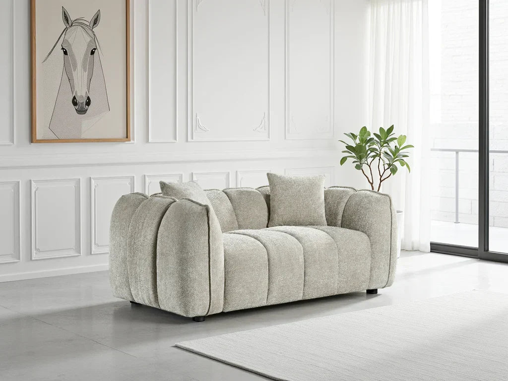 Venice 2-Seater Velvet Sofa: Channel Tufted Design, Deep Seating