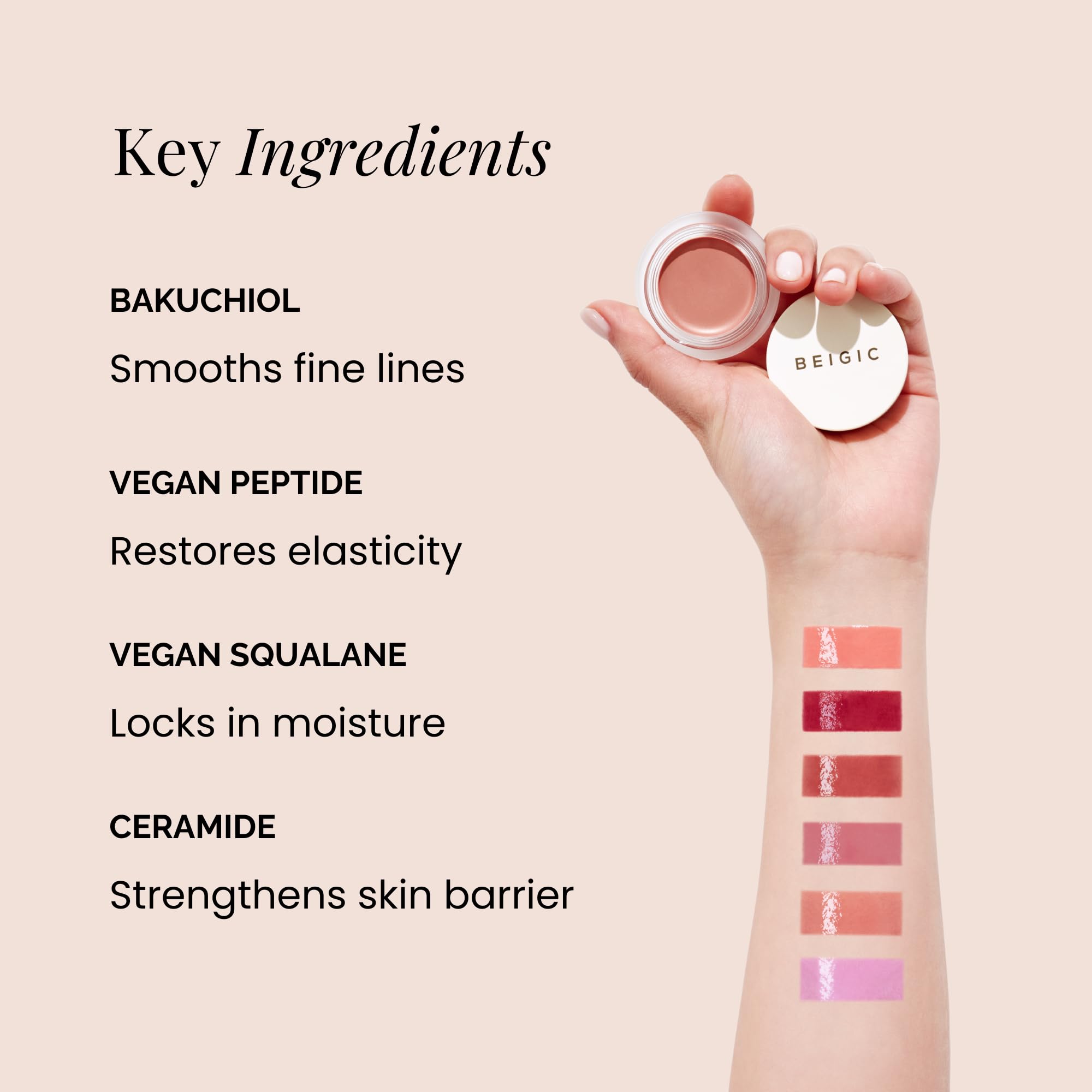BEIGIC Flush Lip & Cheek Balm Veil-06 — Vegan Buildable Blush & Lip Color