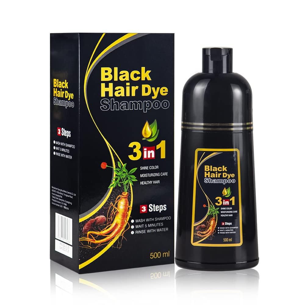 BELEZALIB Instant Black Hair Dye Shampoo - 100% Gray Coverage | 3-in-1 Natural Plant Color, 16.9 fl oz