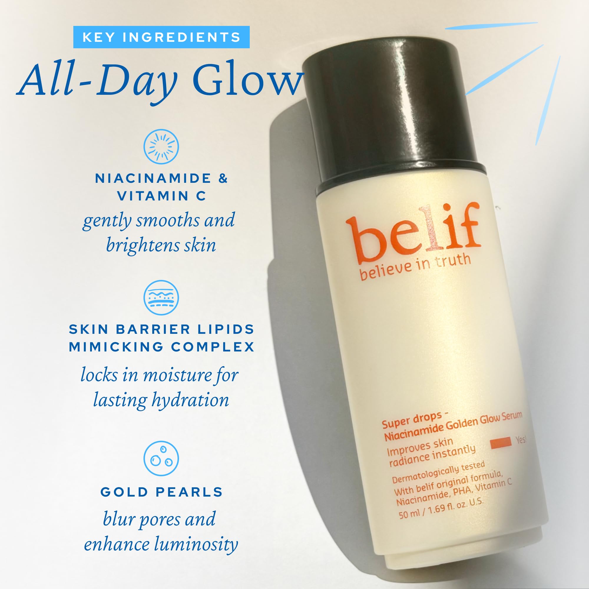 belif Vitamin C Golden Glow Serum for Face & Body – Brightening, Hydrating Luminosity Primer