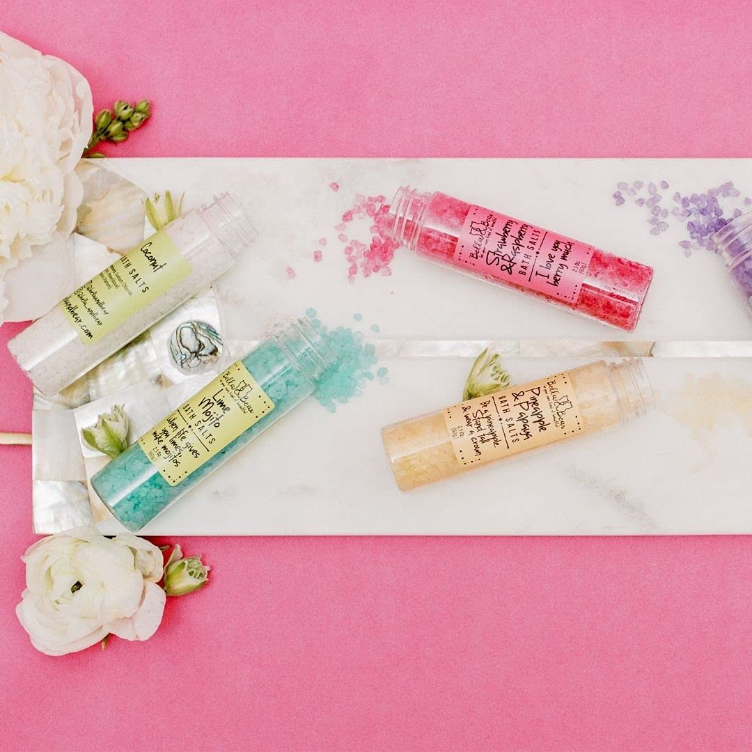 Bella & Bear Paradise Fruits Bath Salts – Pack of 6, 2oz Each | Fruity Foot Soak Gift
