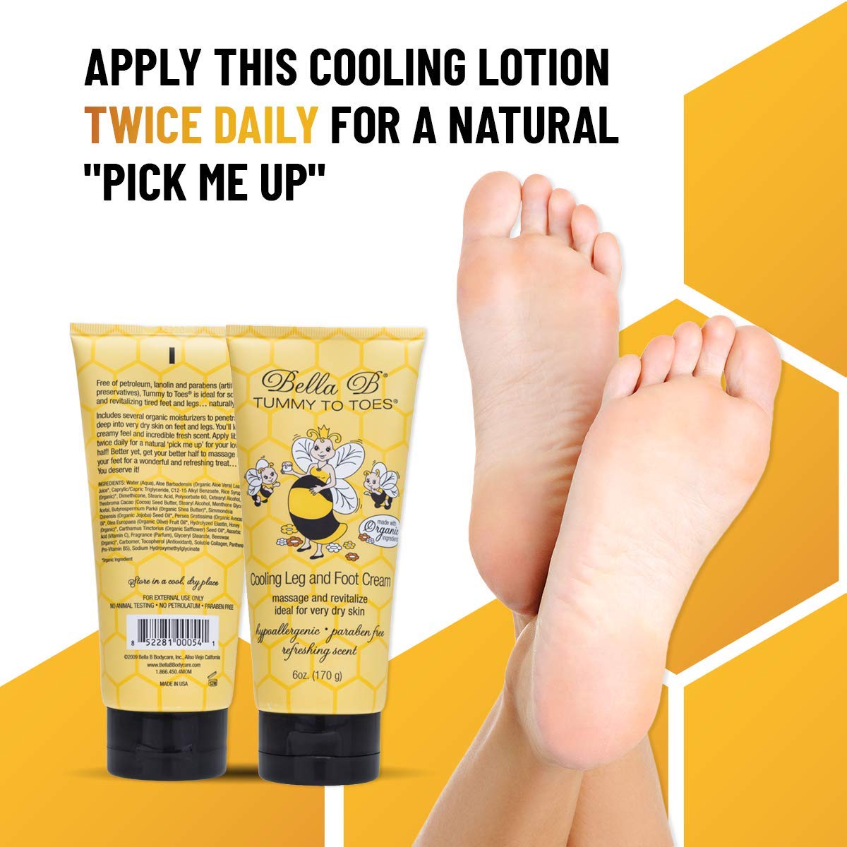 Bella B Pregnancy Leg & Foot Cream 6 oz | Soothing Lotion for Tired Feet