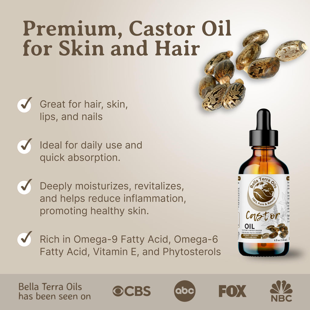 Bella Terra Oils Pure Castor Oil – 1 Gallon for Hair, Lashes, Brows & Skin