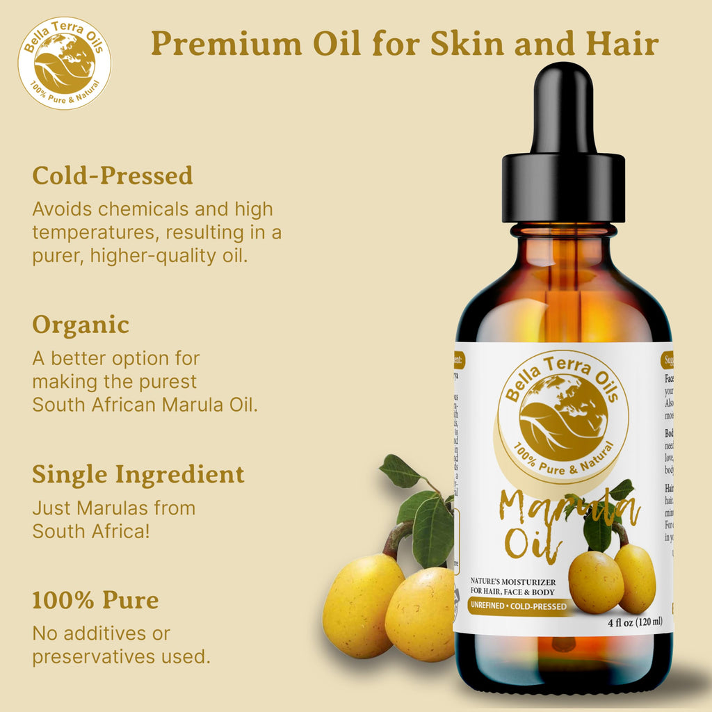 Bella Terra Oils Marula Facial Oil 16oz – Radiant Skin & Hair, Rich in Flavonoids & Minerals