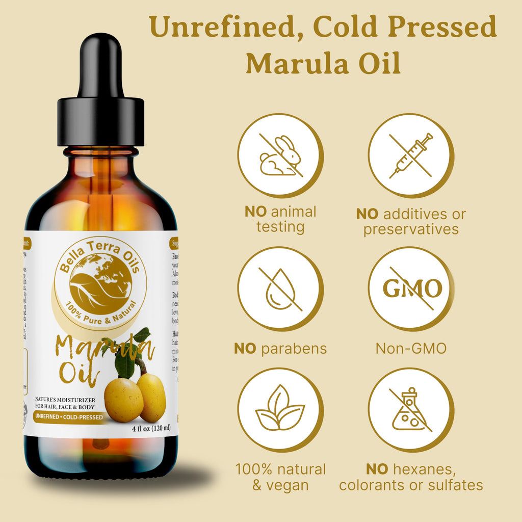 Bella Terra Oils Marula Facial Oil 16oz – Radiant Skin & Hair, Rich in Flavonoids & Minerals