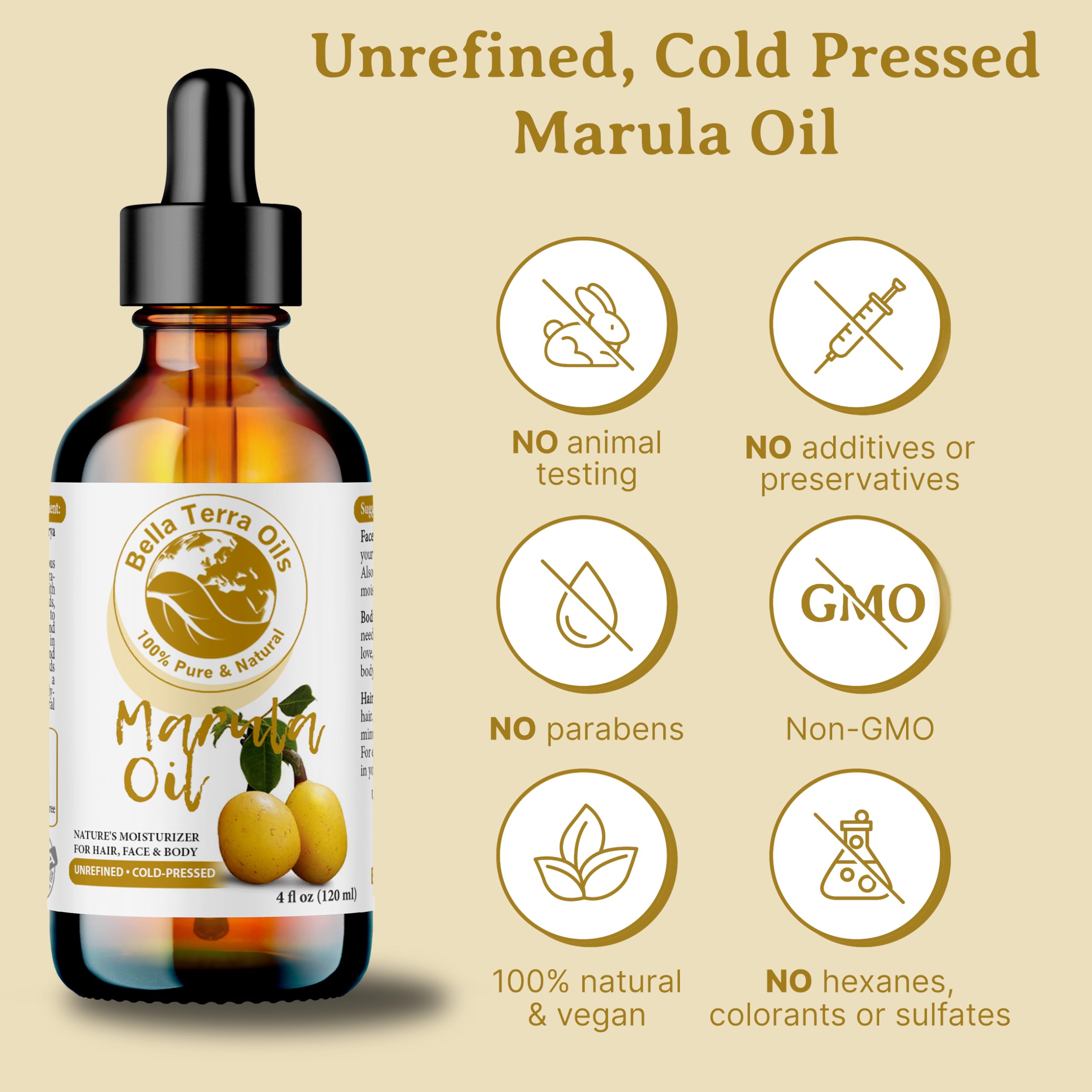 Bella Terra Oils Marula Facial Oil 16oz – Radiant Skin & Hair, Rich in Flavonoids & Minerals