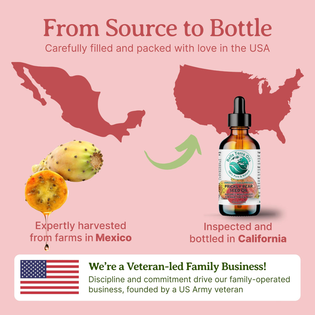 Bella Terra Oils Prickly Pear Seed Oil 2 oz – Cold-Pressed, Vitamin E & Linoleic Rich