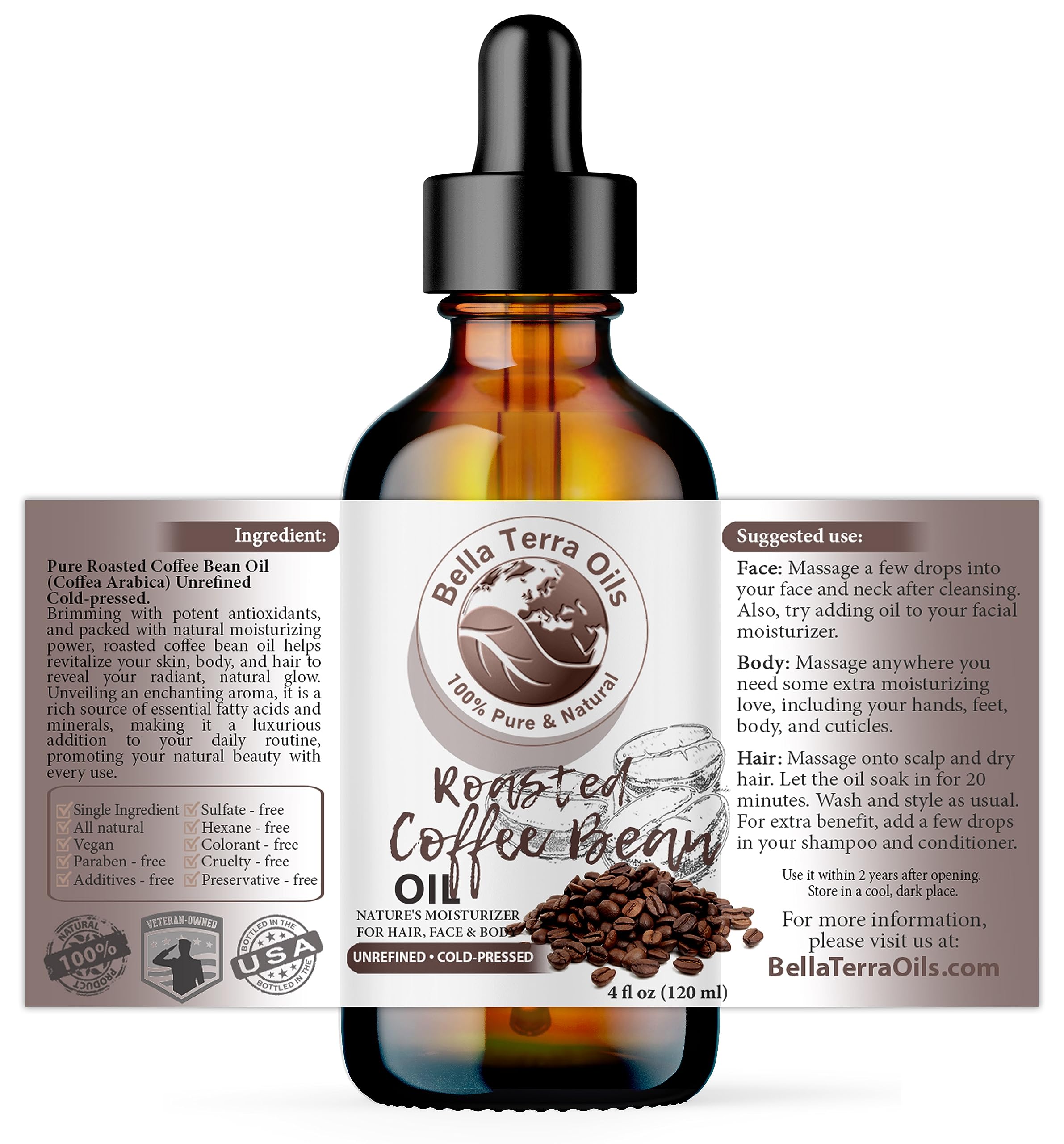Bella Terra Oils – Roasted Bean Oil 4oz | Flavor Infusion & Skin Nourishment