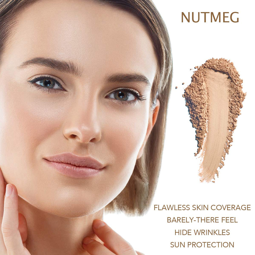BellaTerra Cosmetics Mineral Powder Foundation Nutmeg – Medium-Deep Warm Matte Coverage | 9g