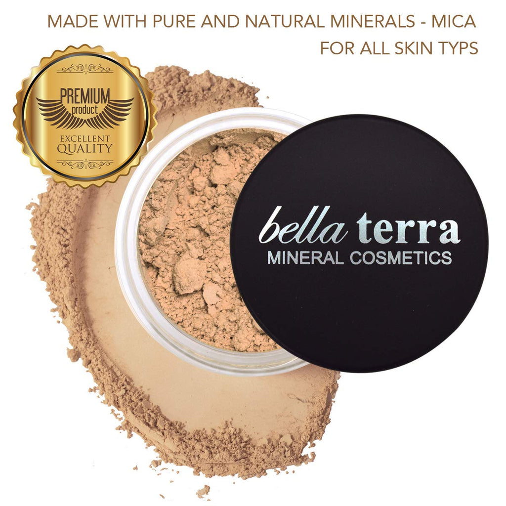 BellaTerra Cosmetics Mineral Powder Foundation Nutmeg – Medium-Deep Warm Matte Coverage | 9g
