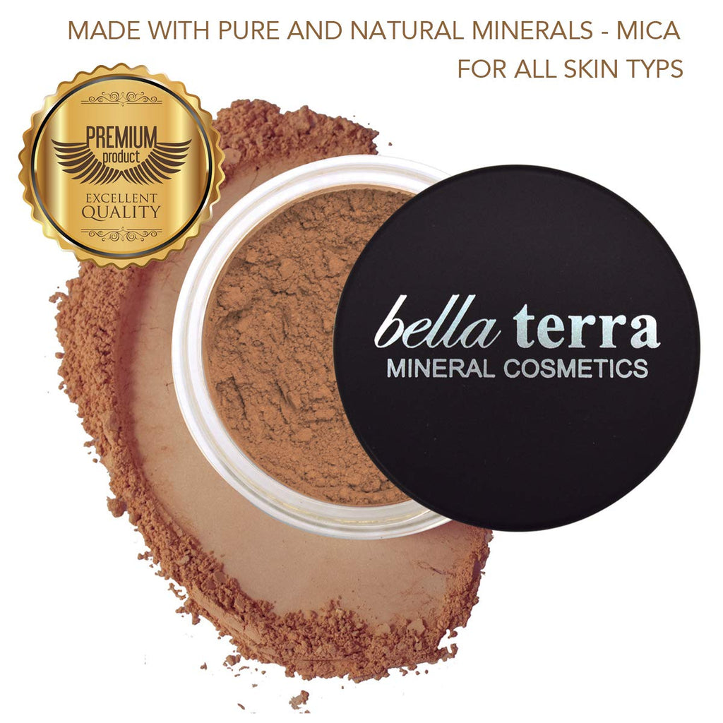 Bellaterra Cosmetics BellaTerra Mineral Foundation Cinnamon – Deep Warm Undertone, Buildable Matte Coverage, 9g