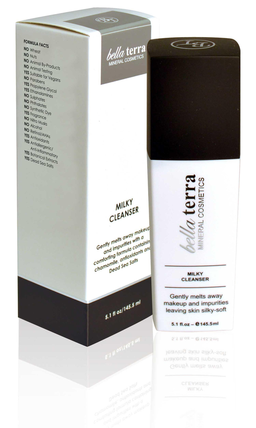 Bellaterra Cosmetics Milky Cleanser – Gentle Makeup Remover for Sensitive Skin, Chamomile & Dead Sea Minerals (5.1 oz)
