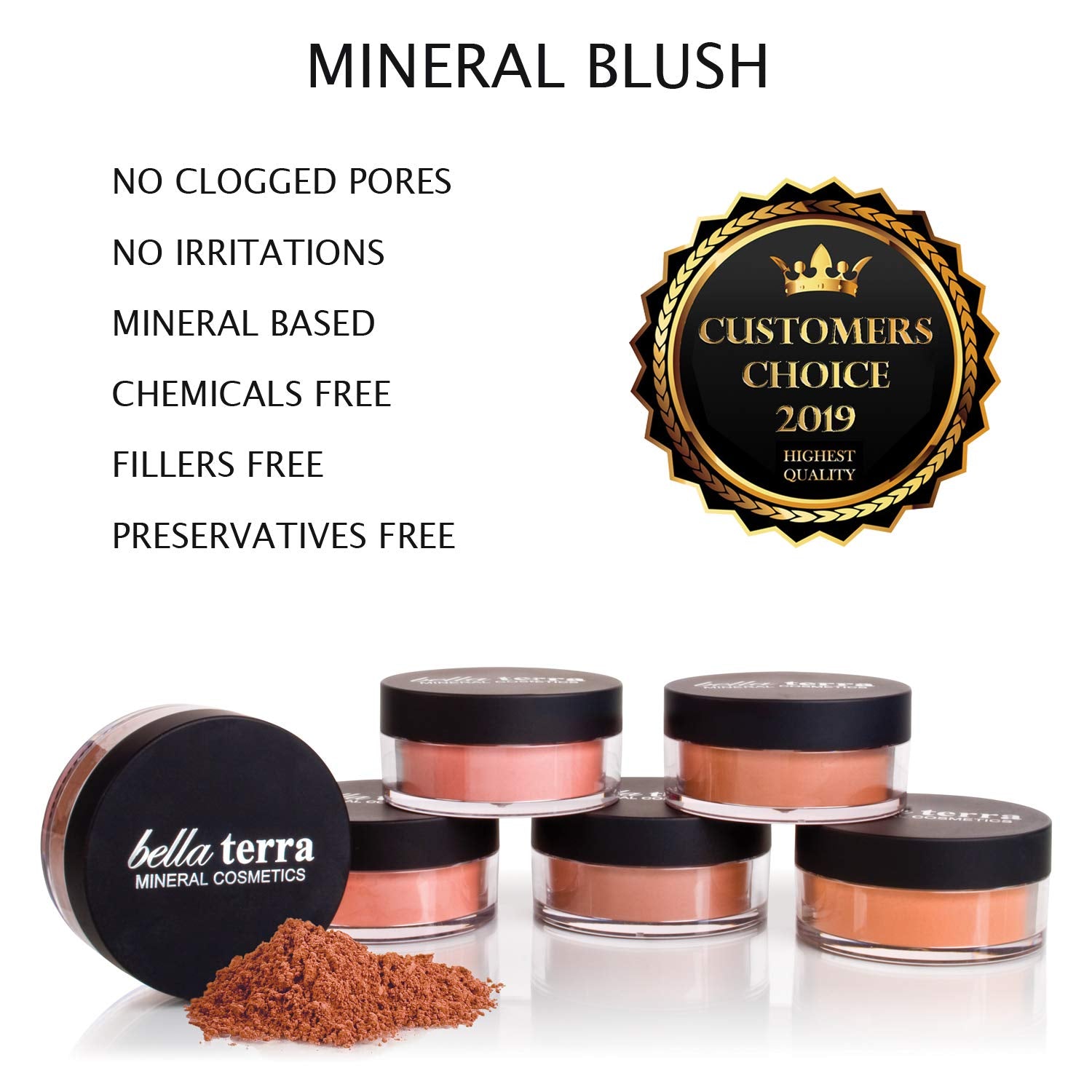 Bellaterra Cosmetics Mineral Loose Blush 9g | Buildable Color, Long-Wearing, Illuminating Finish