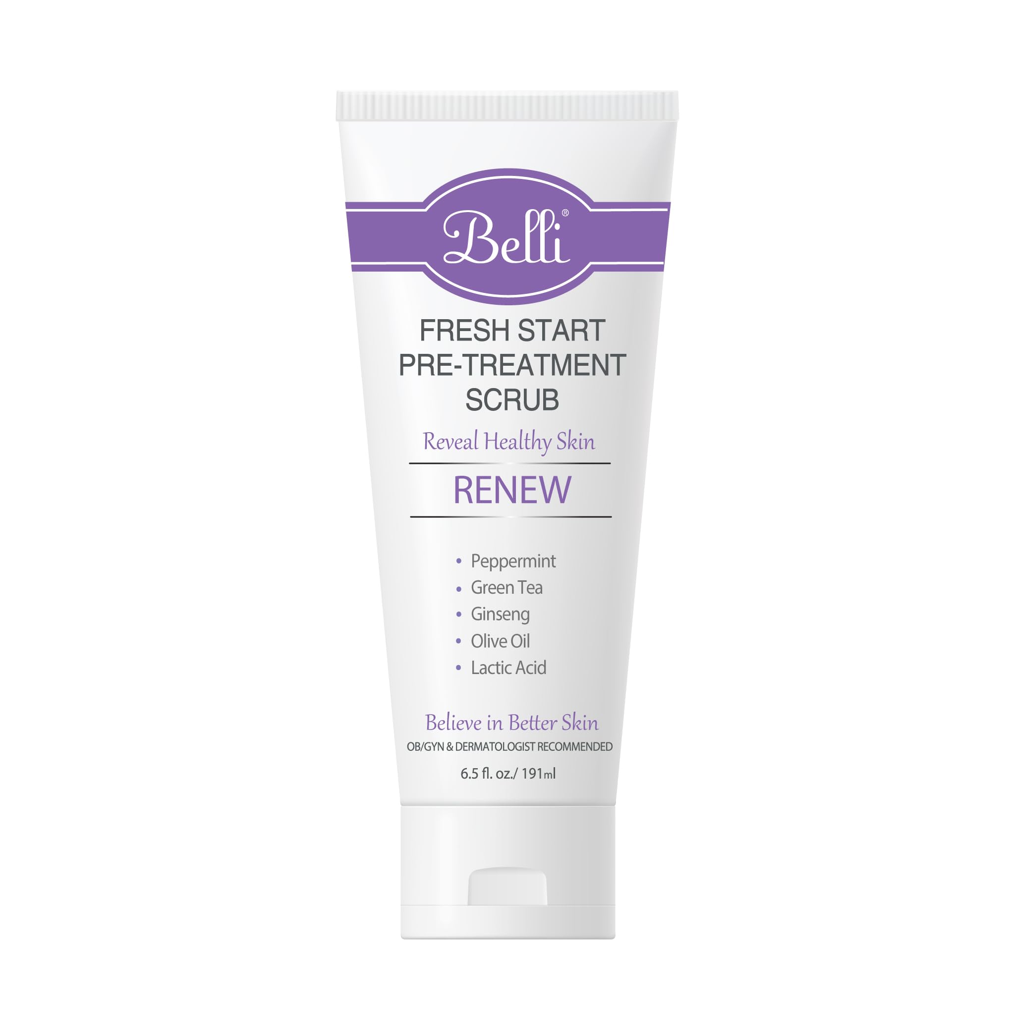 Belli Fresh Start Pre-Treatment Scrub | Gentle Exfoliating Cleanser for All Skin Types, 6.5 oz
