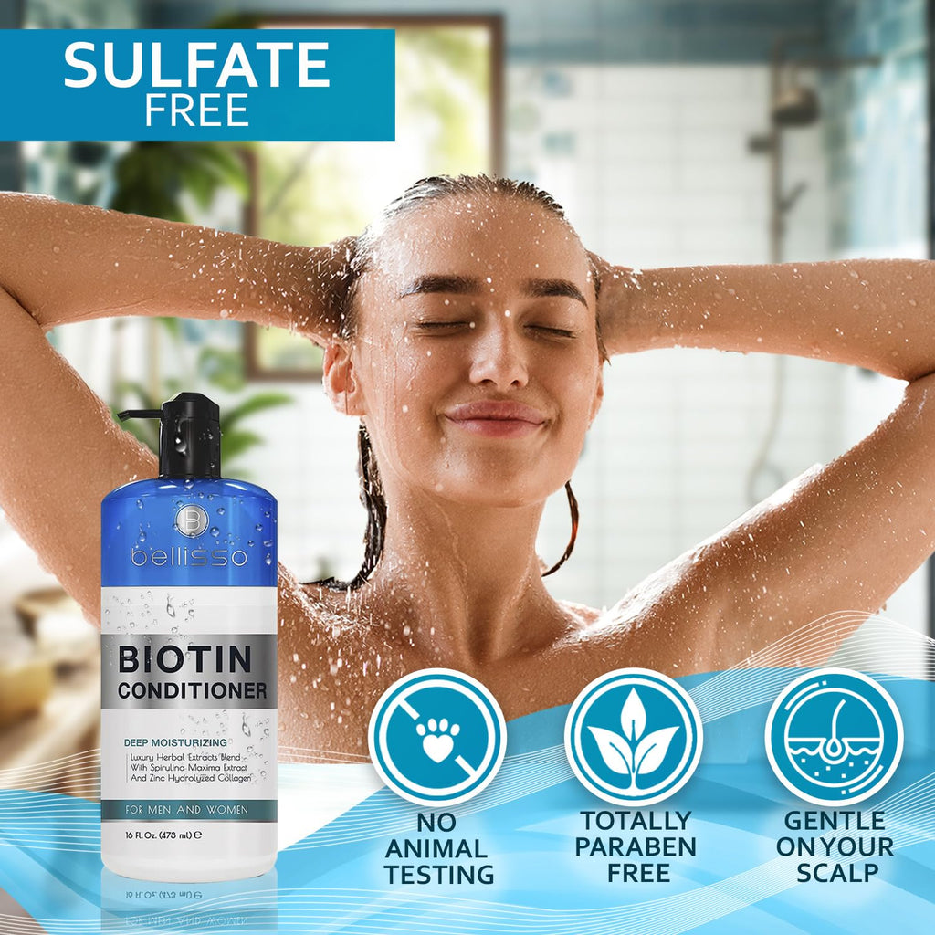 Bellisso Biotin Conditioner - Sulfate-Free Thickening Care for Women & Men