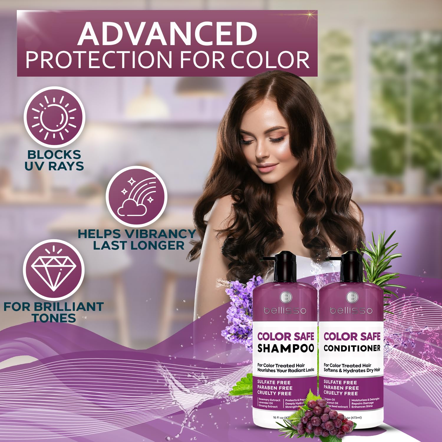 Bellisso Color Safe Shampoo & Conditioner Set – Anti-Fade & Hydrating for Color Treated Hair